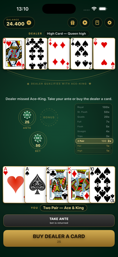 Dealer failed to qualify, offering to buy the dealer a card